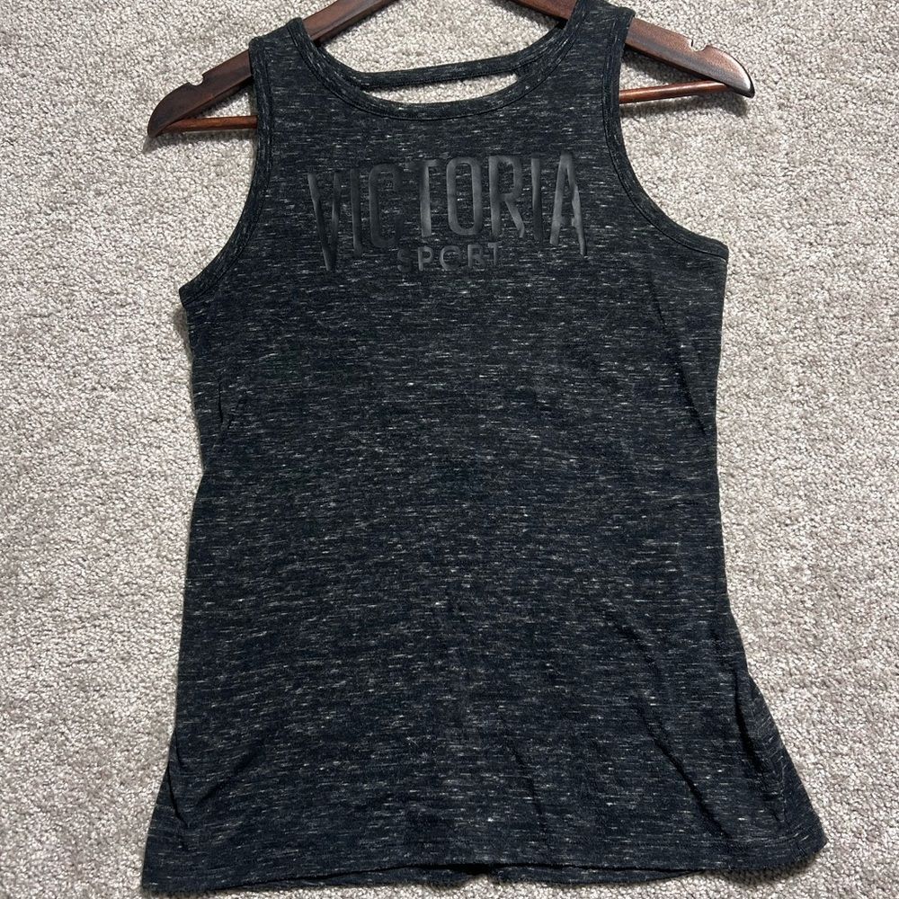 Victorias Secret Sport Heathered Grey Cut Out Back Tank Top, Size XS